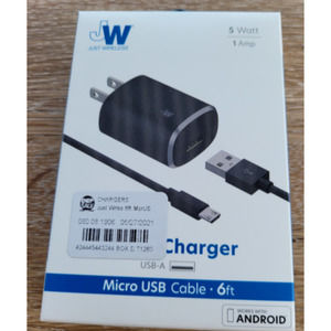 Just Wireless 1.0A/5W 1-Port USB-A Home Charger with 6ft TPU Micro USB to USB-A